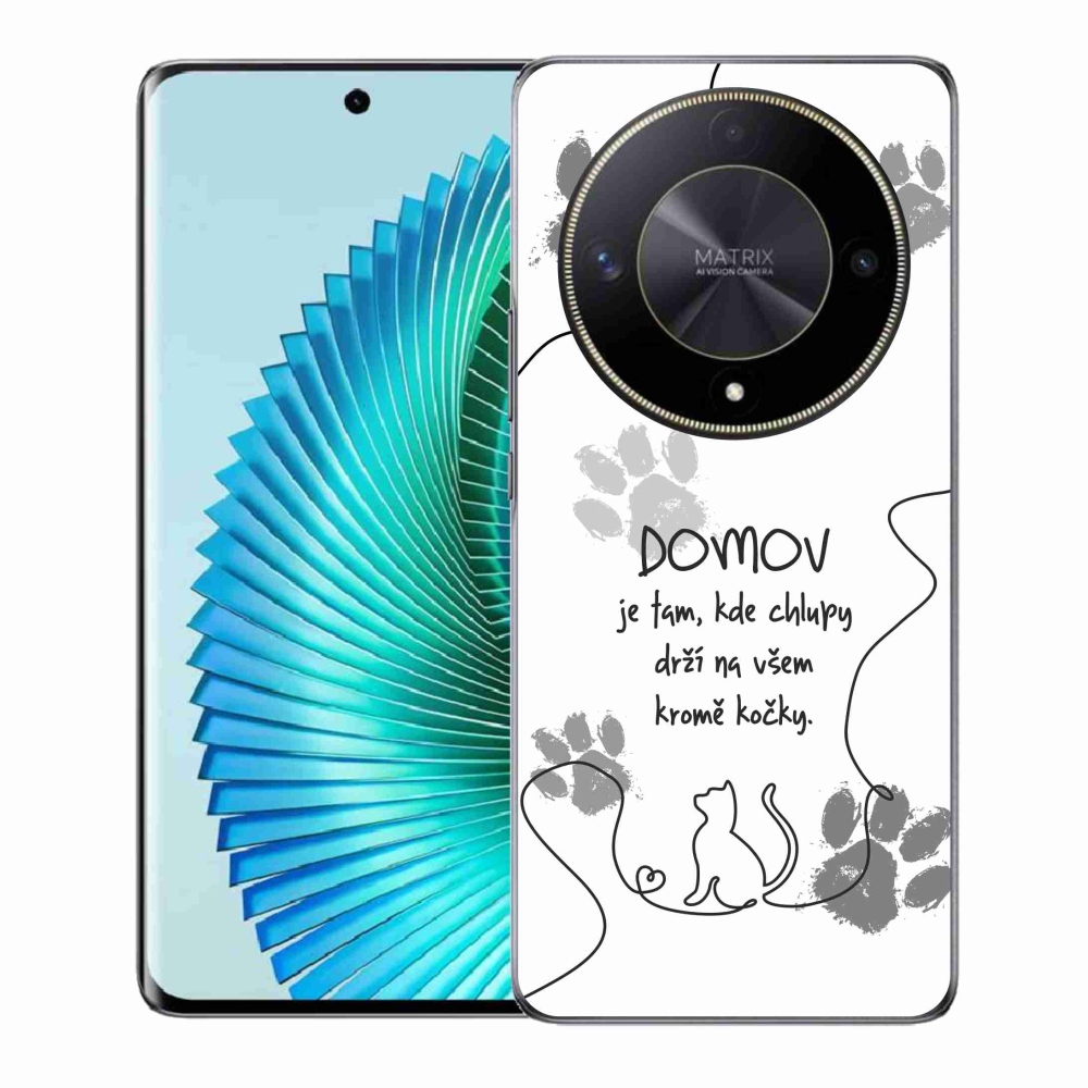 Gelový kryt mmCase na Honor Magic 6 Lite 5G - kočičí motiv bílé pozadí