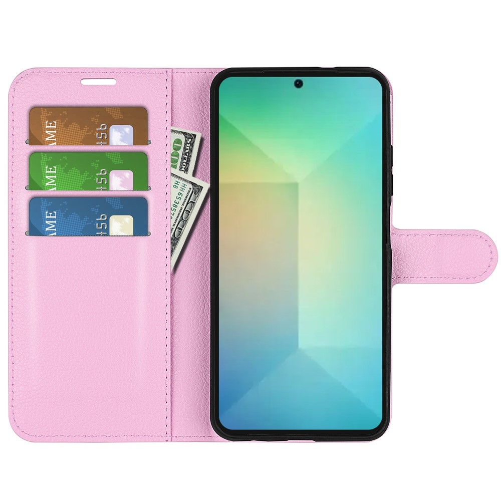 Litchi knížkové pouzdro na Samsung Galaxy S25 - růžové