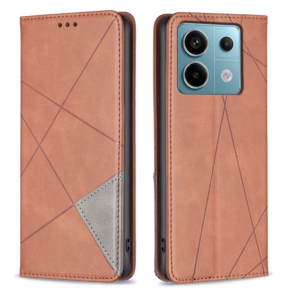 Triangle knížkové pouzdro na Xiaomi Redmi Note 13 Pro 4G/Poco M6 Pro - hnědé