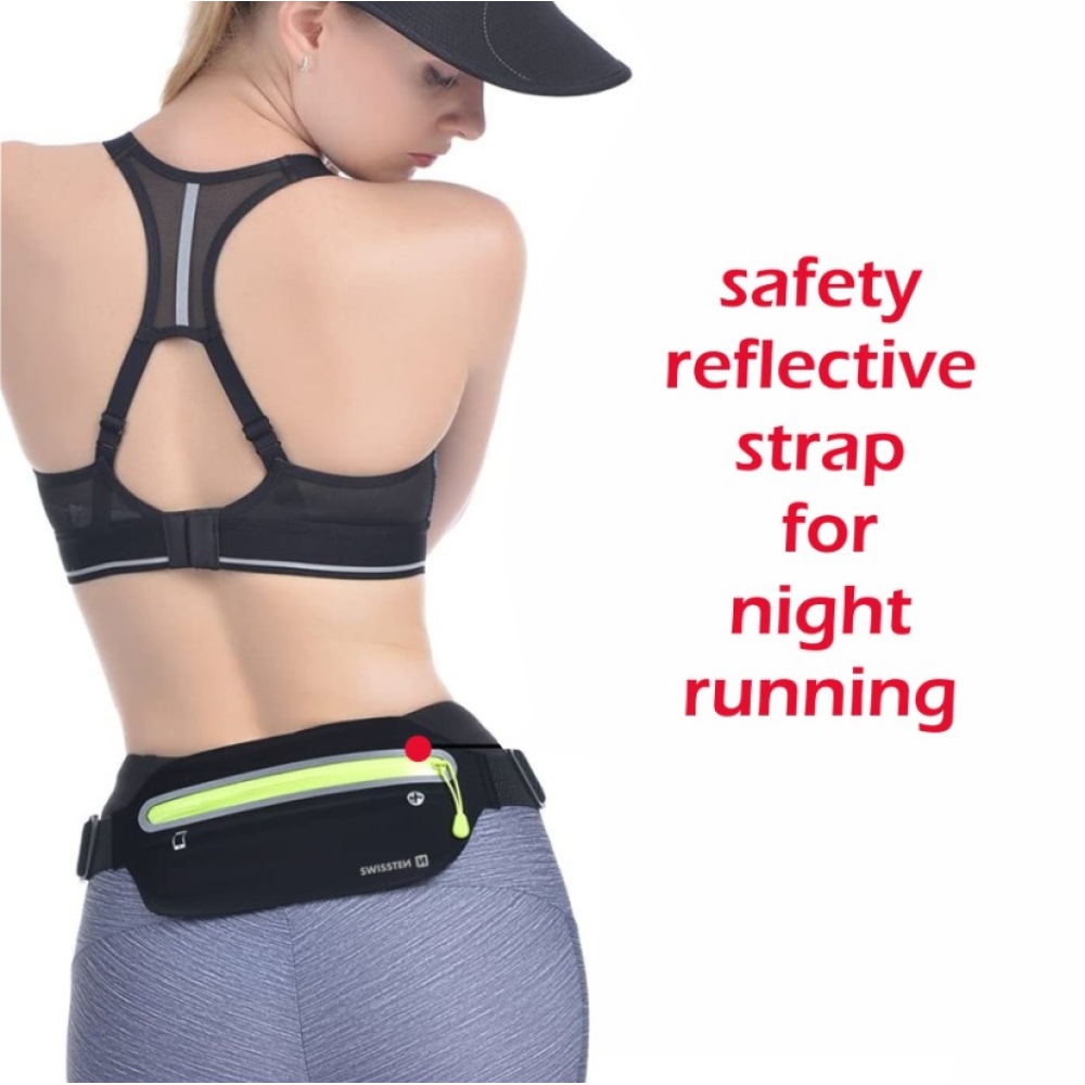 Swissten fitness pouzdro Waist bag kolem pasu - černé/zelené