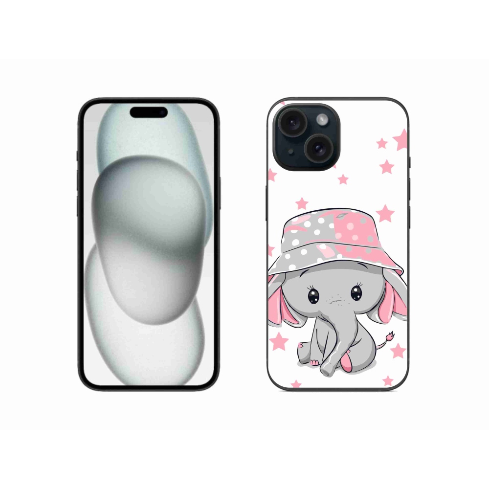Gelový kryt mmCase na iPhone 15 - růžový slon