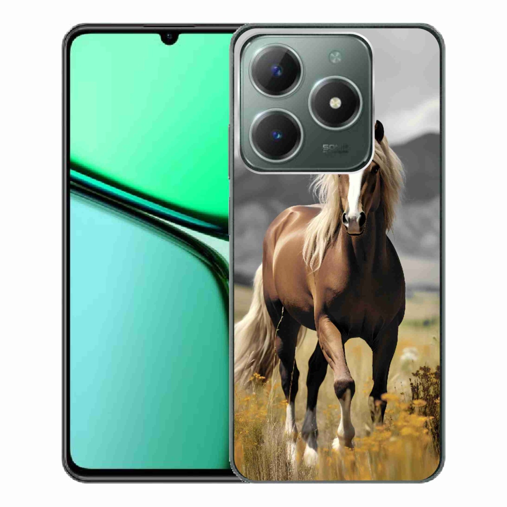 Gelový kryt mmCase na Realme C61 - hnědý kůň 1