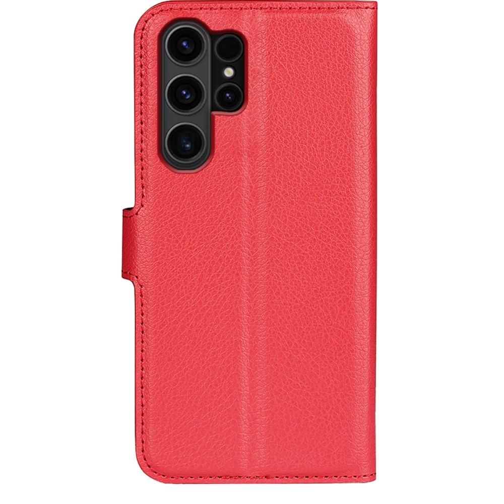Litchi knížkové pouzdro na Samsung Galaxy S24 Ultra - červené
