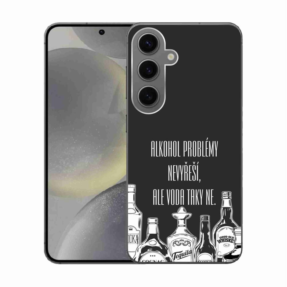 Gelový kryt mmCase na Samsung Galaxy S24 - vtipný text černé pozadí