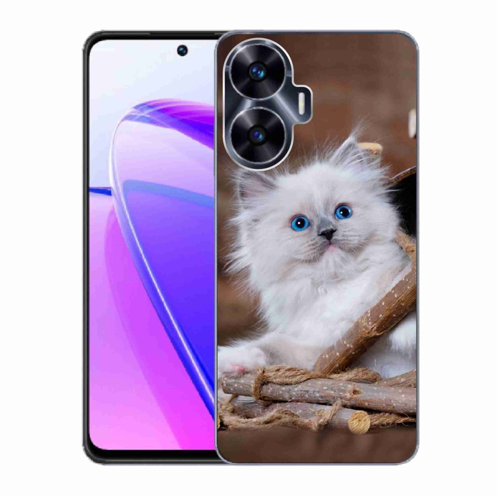 Gelový kryt mmCase na Realme C55 - bílé kotě
