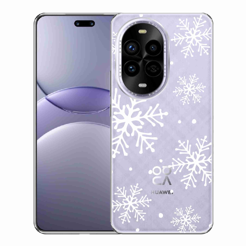 Gelový kryt mmCase na Huawei Nova 13 Pro 5G - bílé vločky na průhledném pozadí