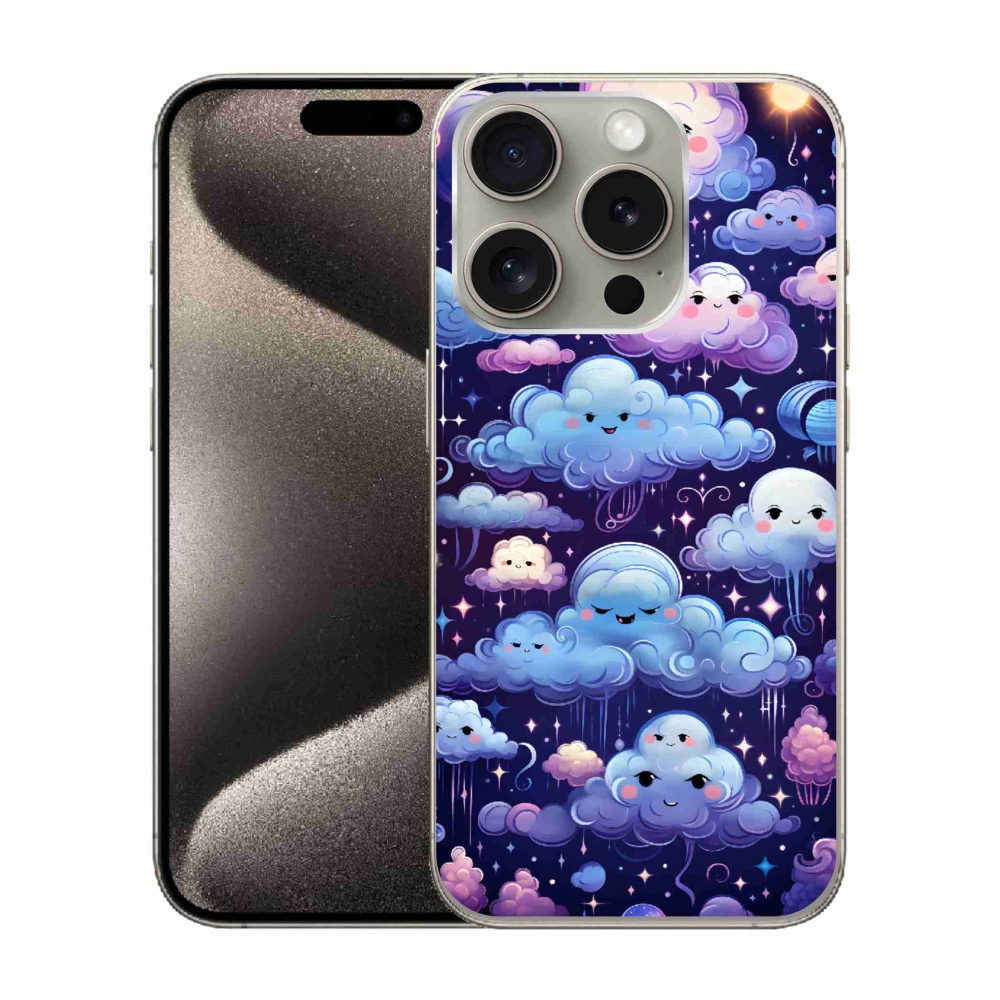 Gelový kryt mmCase na iPhone 15 Pro - mráčky