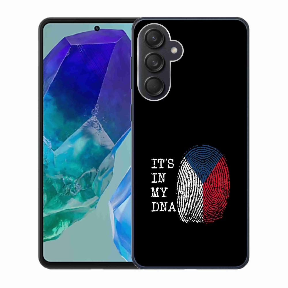 Gelový kryt mmCase na Samsung Galaxy M55 5G - vlajka otisk prstu černé pozadí