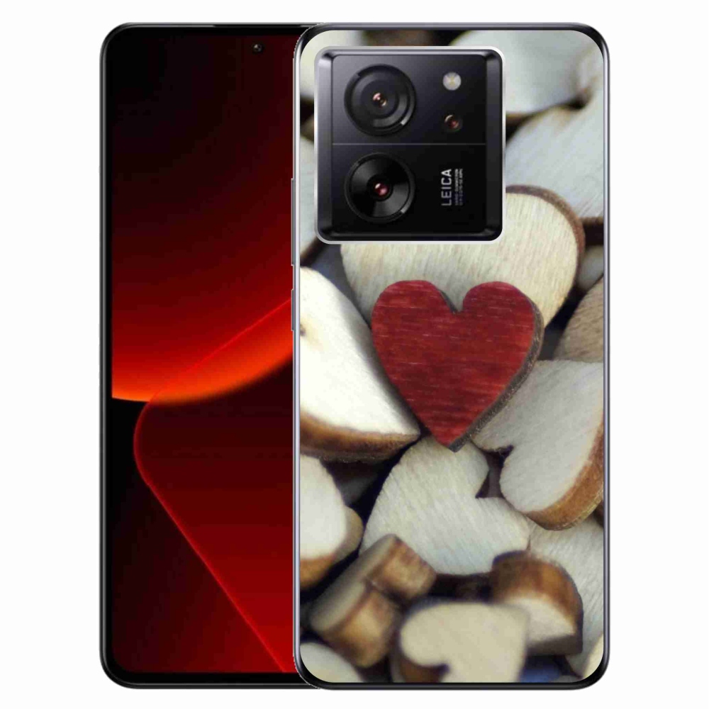 Gelový kryt mmCase na Xiaomi 13T/13T Pro - gravírované červené srdce 