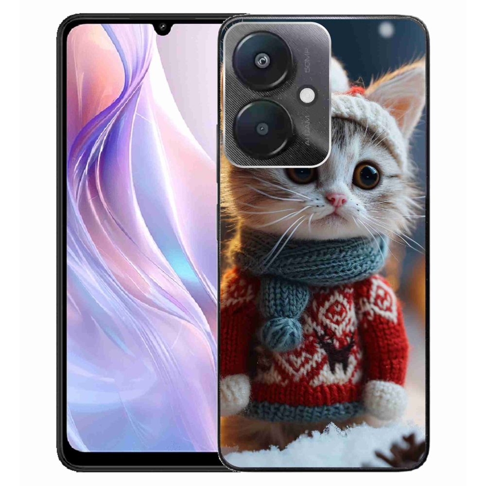 Gelový kryt mmCase na Xiaomi Redmi 13C 5G - kotě ve svetru