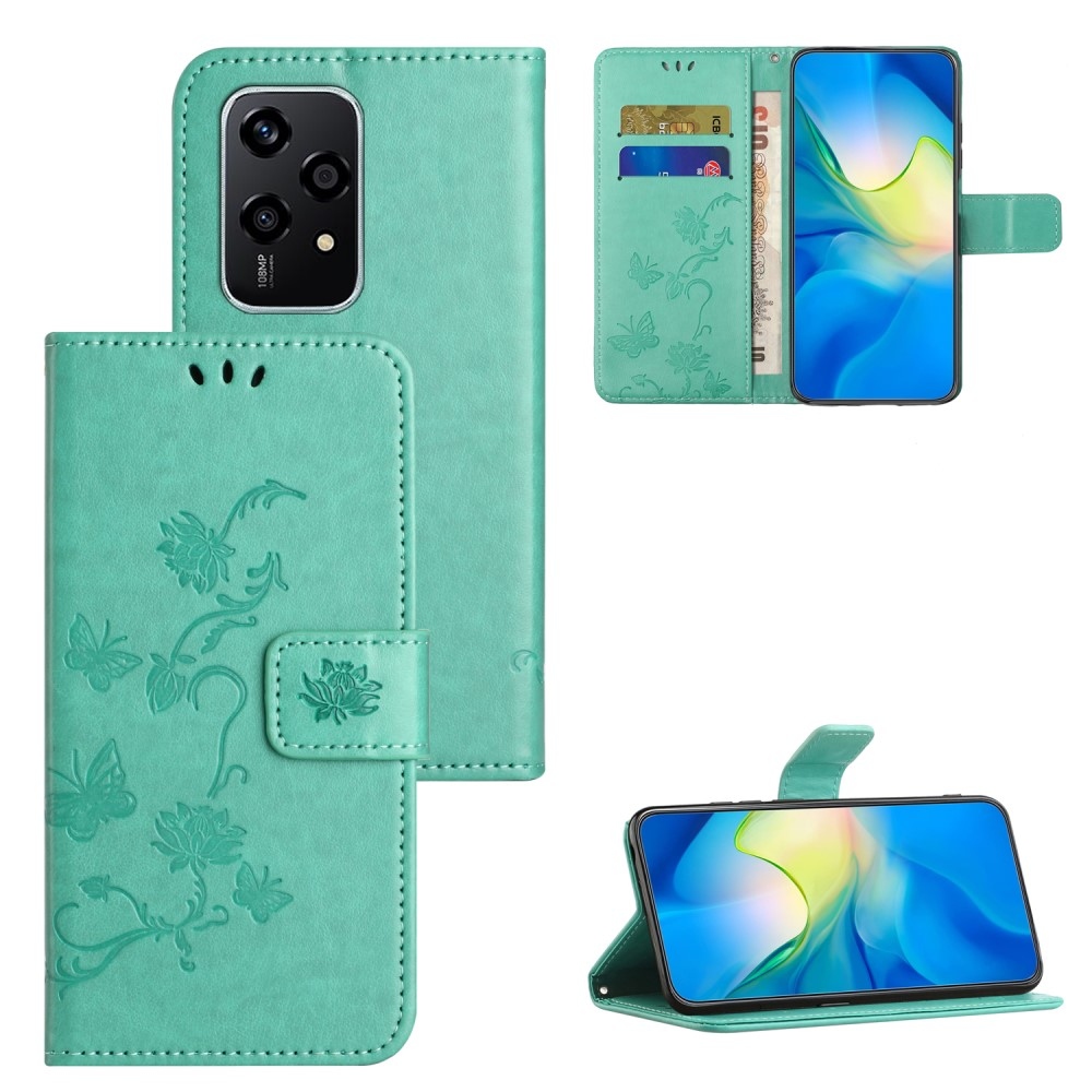 Flower knížkové pouzdro na Honor 200 Lite 5G - modrozelené