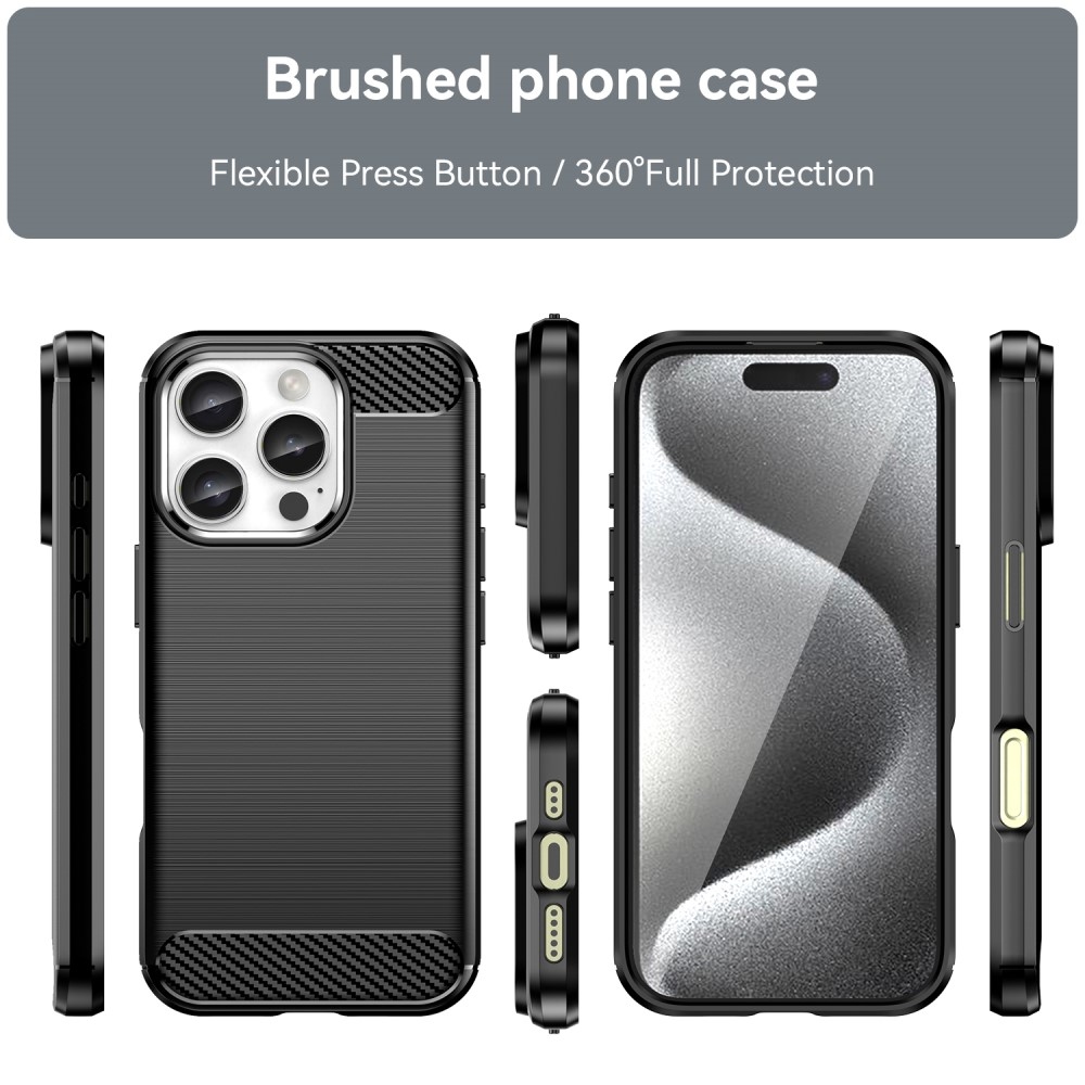 Carbon odolný gelový obal na iPhone 16 Pro - černý