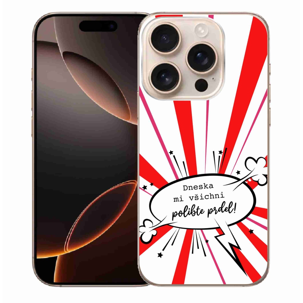 Gelový kryt mmCase na iPhone 16 Pro Max - vtipný text 15 bílé pozadí
