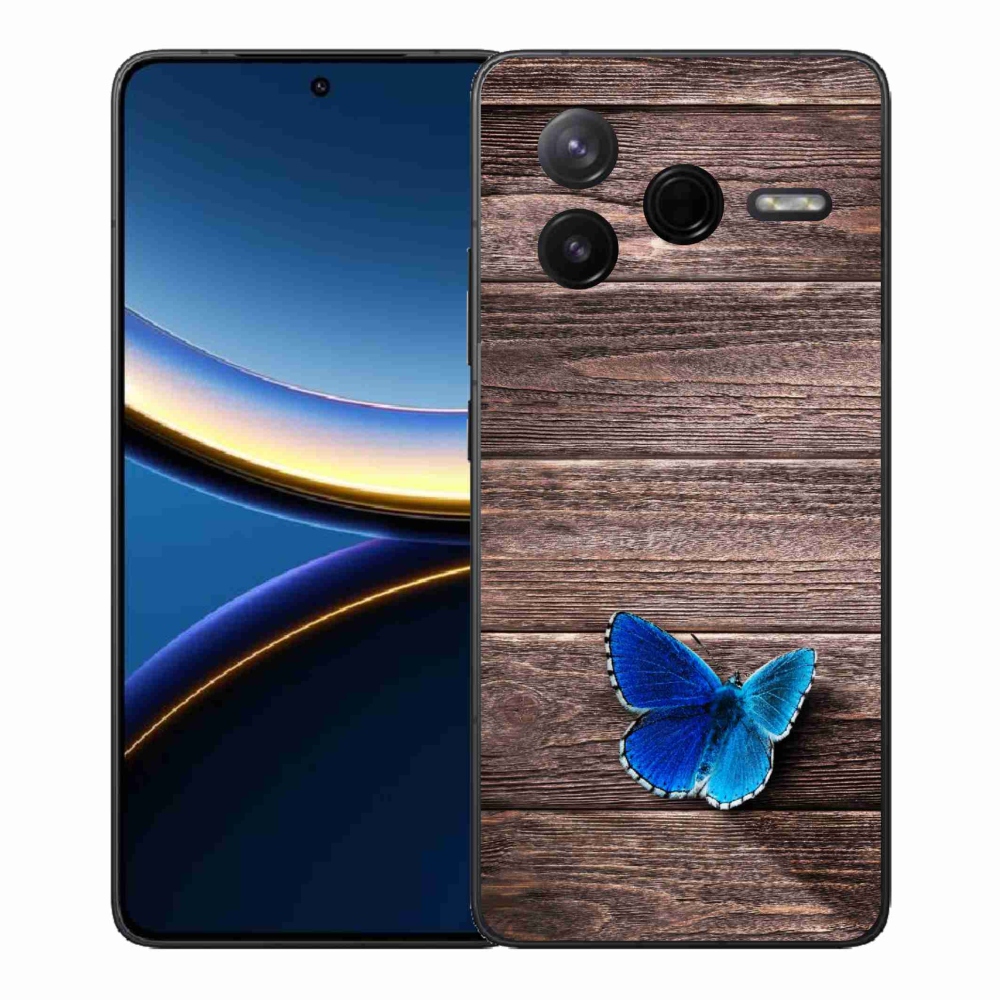 Gelový kryt mmCase na Xiaomi Poco F7 Pro - modrý motýl 1