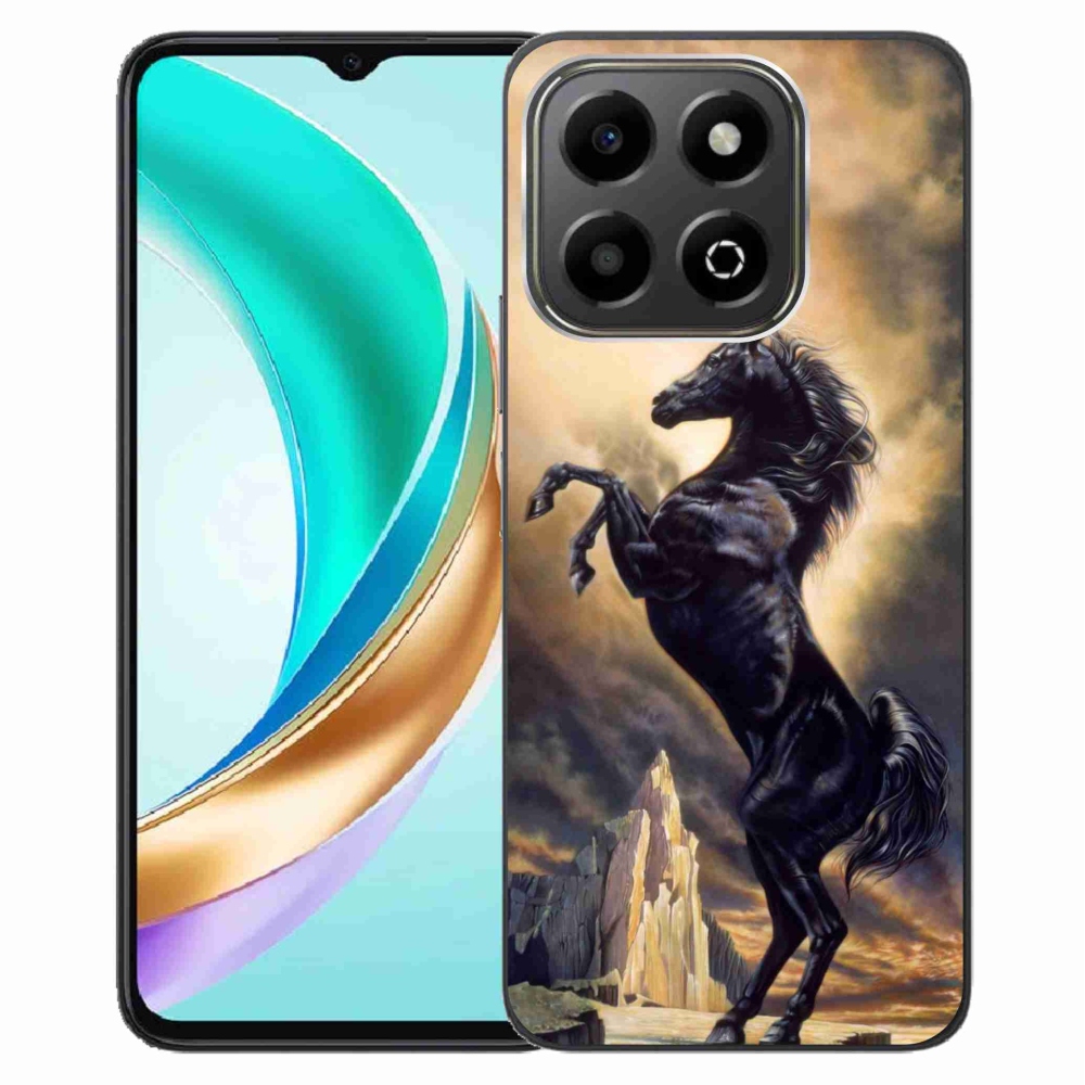 Gelový kryt mmCase na Honor X6b - černý kreslený kůň
