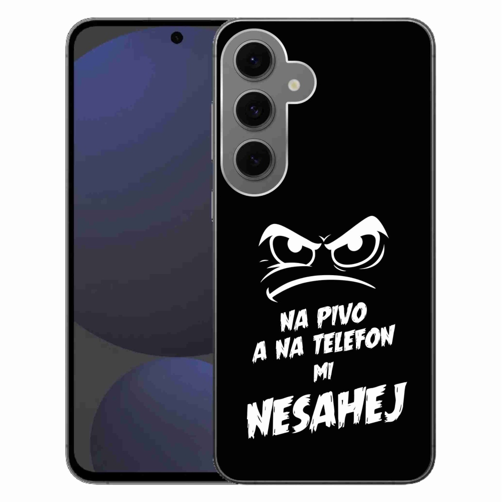 Gelový kryt mmCase na Samsung Galaxy S24 FE - pivní motiv 2 černé pozadí