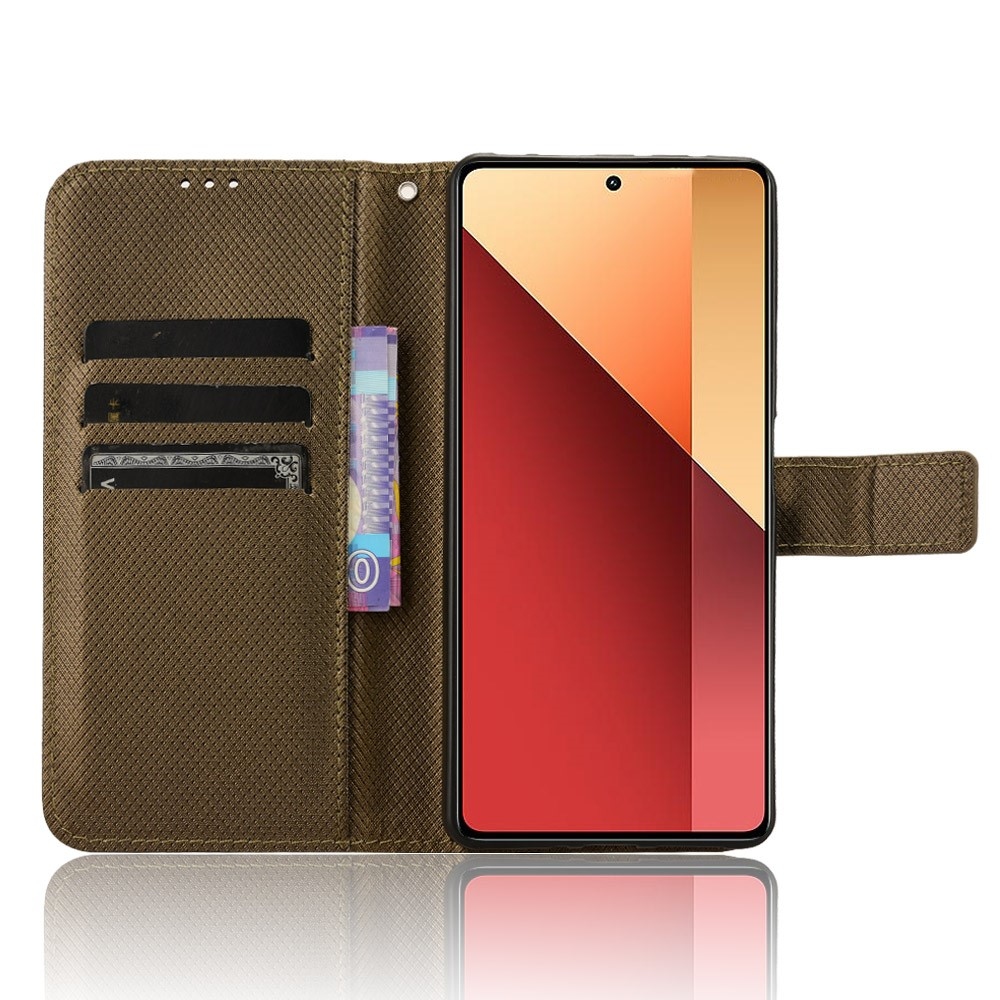 Diamond knížkové pouzdro na Xiaomi Redmi Note 14S/Note 13 Pro 4G/Poco M6 Pro - hnědé