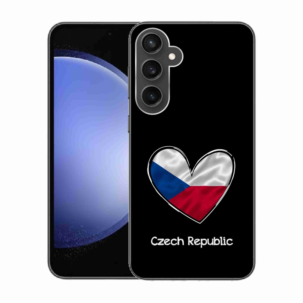 Gelový kryt mmCase na Samsung Galaxy S23 FE - vlajka srdce černé pozadí