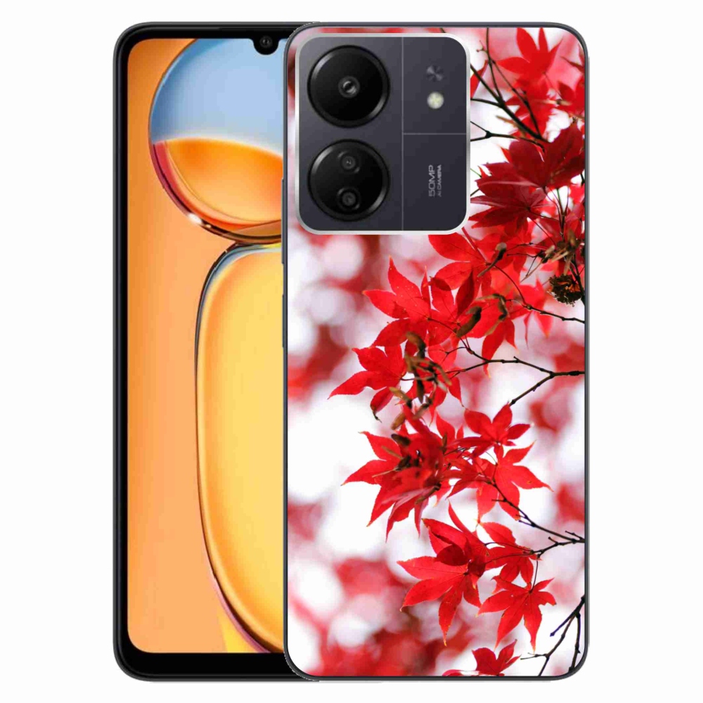 Gelový kryt mmCase na Xiaomi Poco C65/Redmi 13C - červené listy