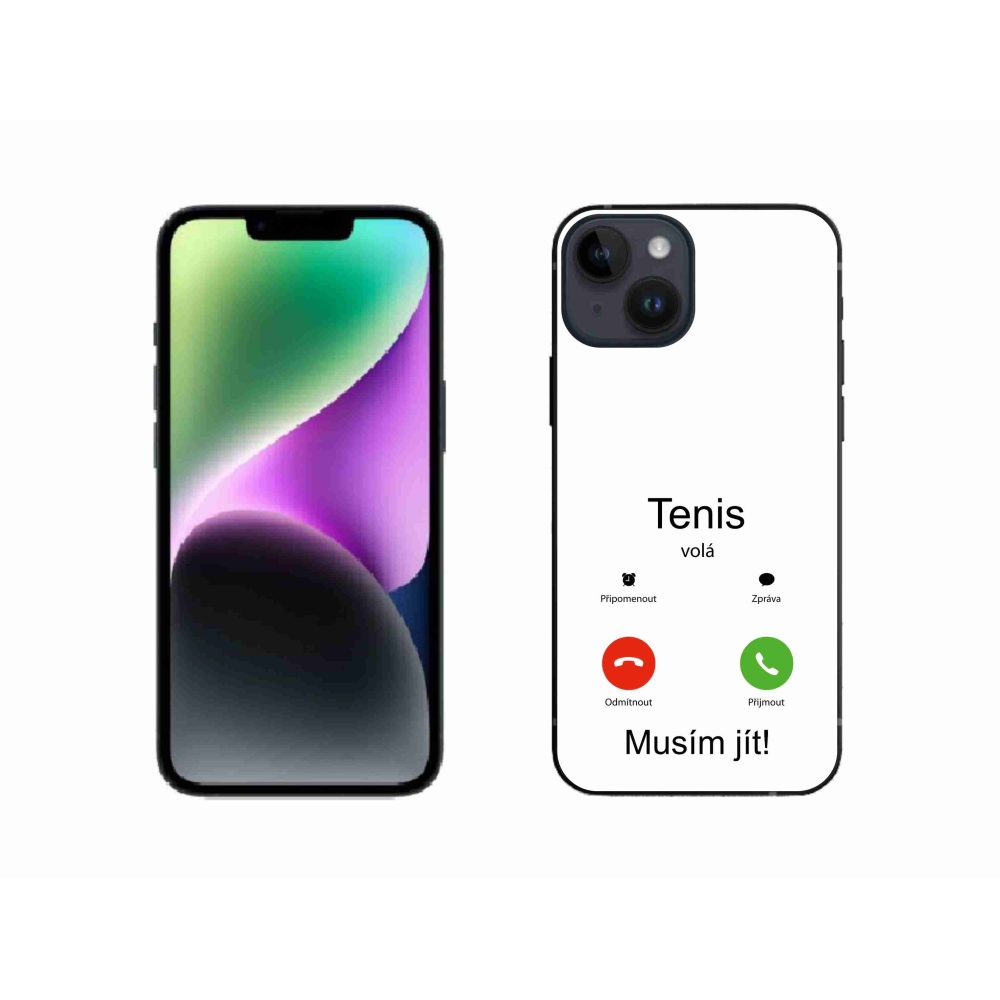 Gelový kryt mmCase na iPhone 14 - tenis volá bílé pozadí