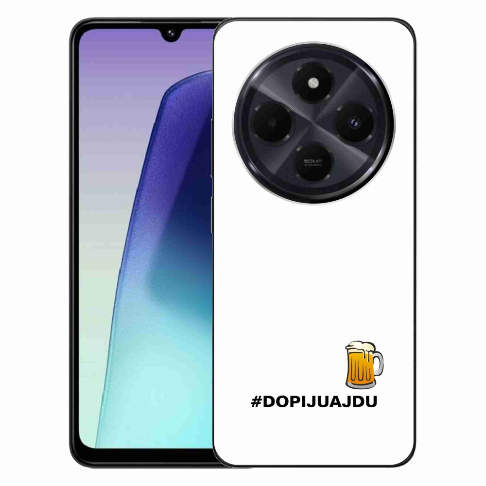 Gelový kryt mmCase na Xiaomi Redmi 14C/Poco C75 - pivní motiv 1 bílé pozadí
