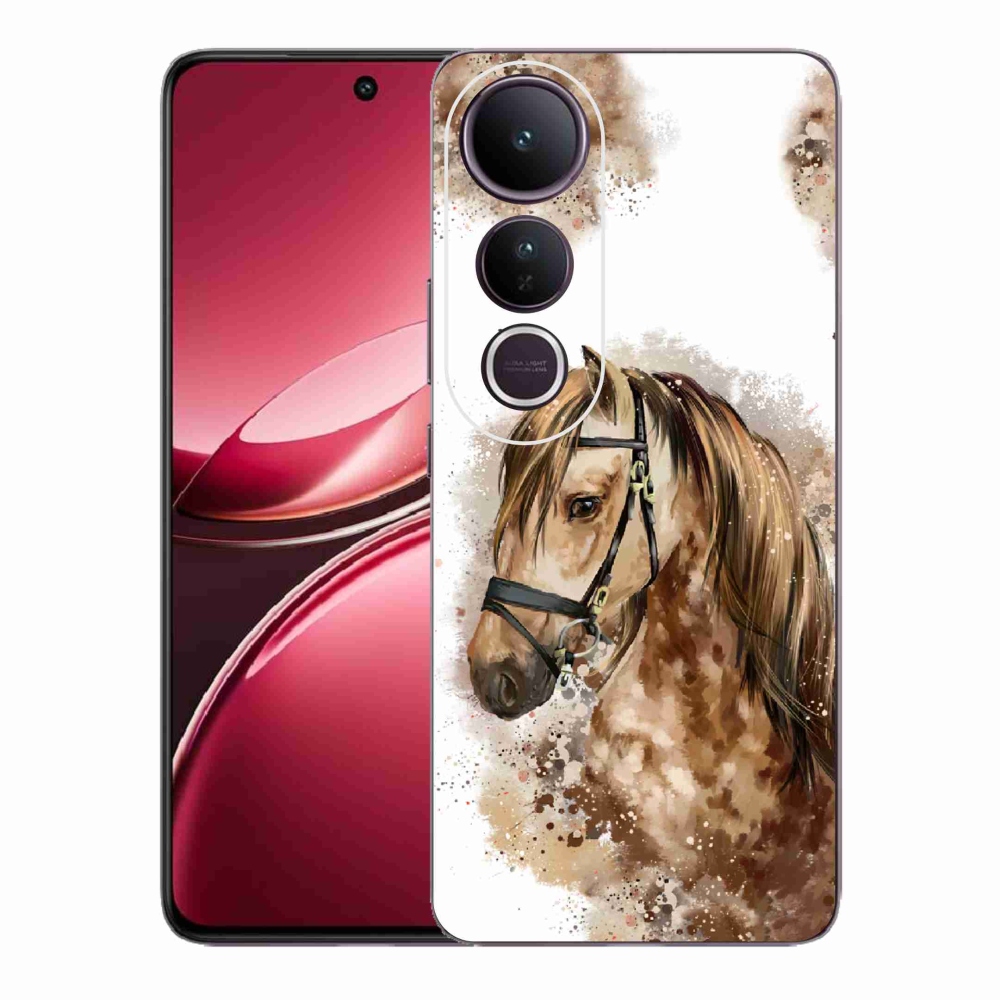 Gelový kryt mmCase na Vivo V50 Lite 4G/5G - hnědý kreslený kůň