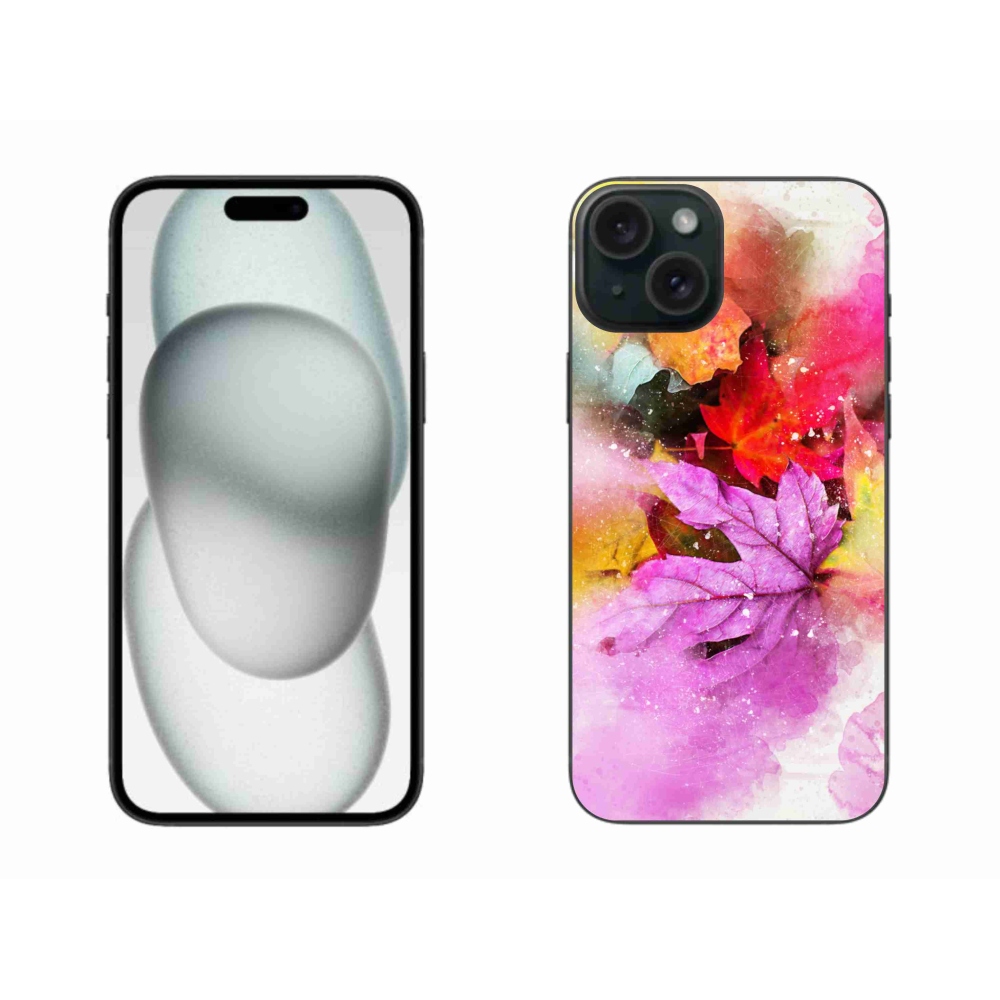Gelový kryt mmCase na iPhone 15 Plus - barevné listy