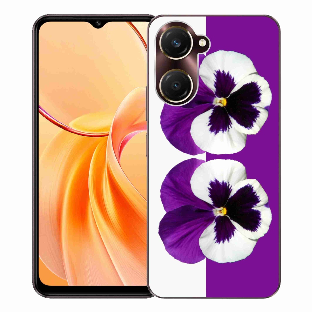 Gelový kryt mmCase na Vivo Y28s 5G - fialovobílý květ
