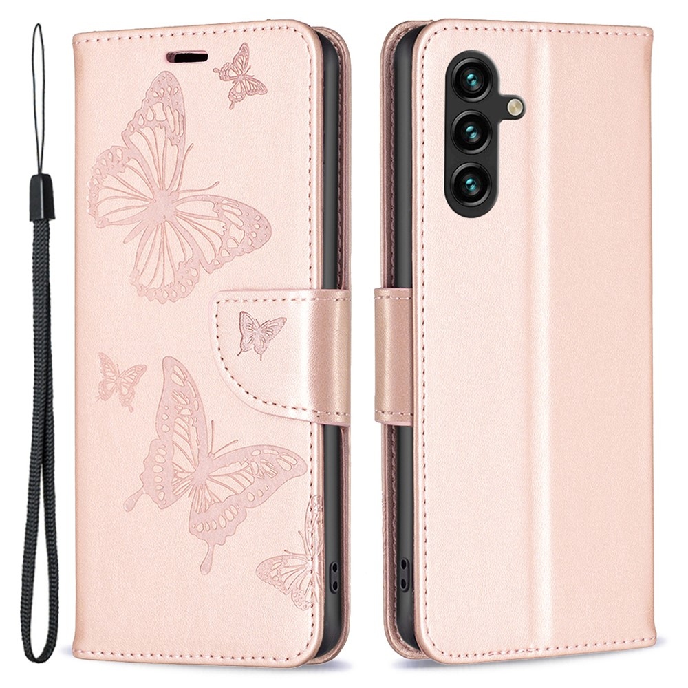 Butterfly knížkové pouzdro na Samsung Galaxy A35 5G - růžovozlaté