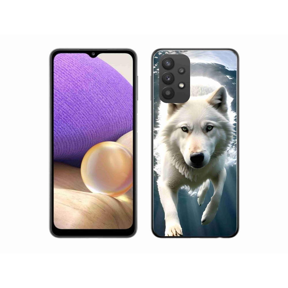 Gelový kryt mmCase na Samsung Galaxy A32 5G - bílý vlk