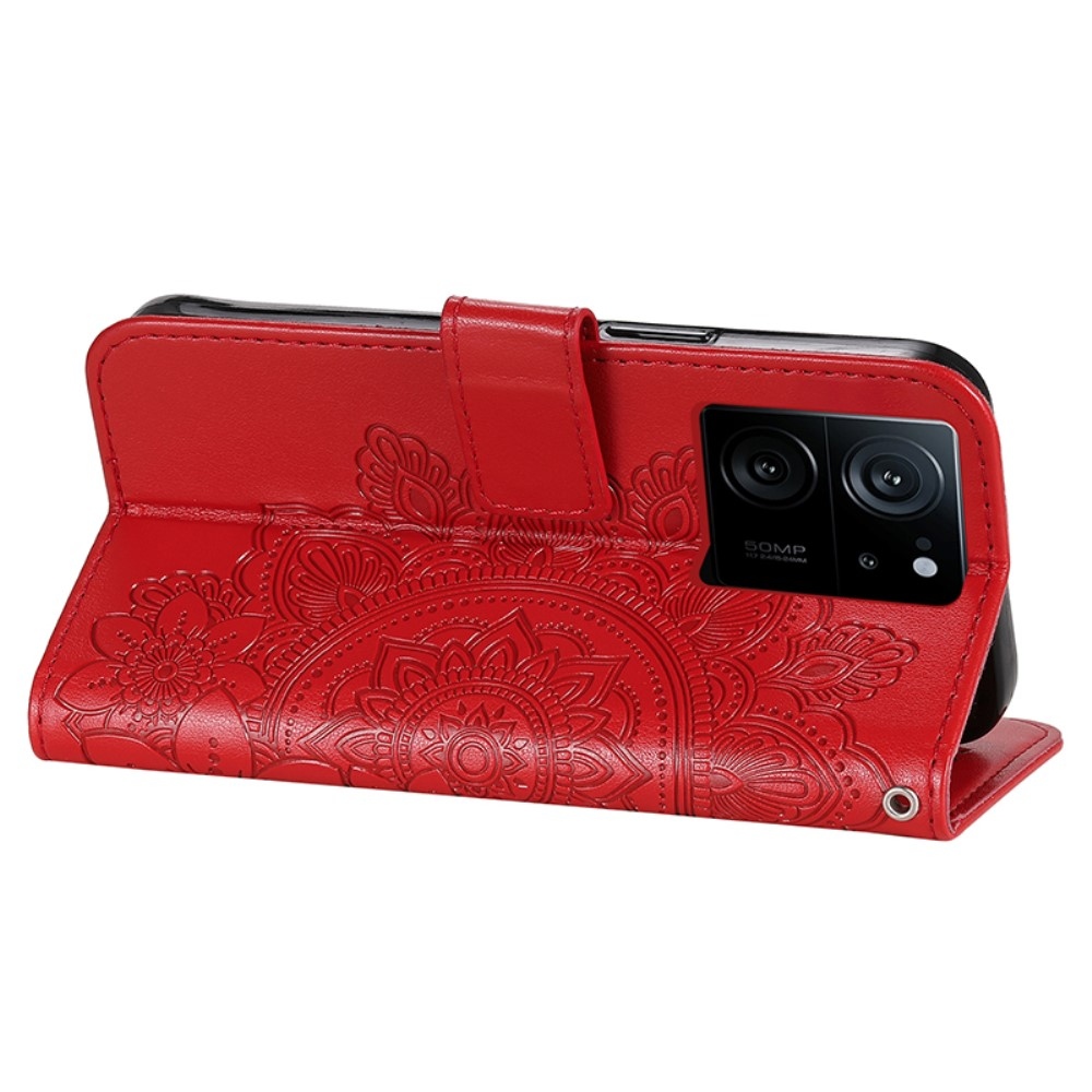 Mandala knížkové pouzdro na Xiaomi 13T/13T Pro - červené
