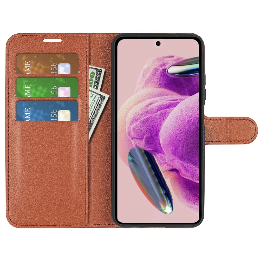 Litchi knížkové pouzdro na Xiaomi Redmi Note 12S - hnědé