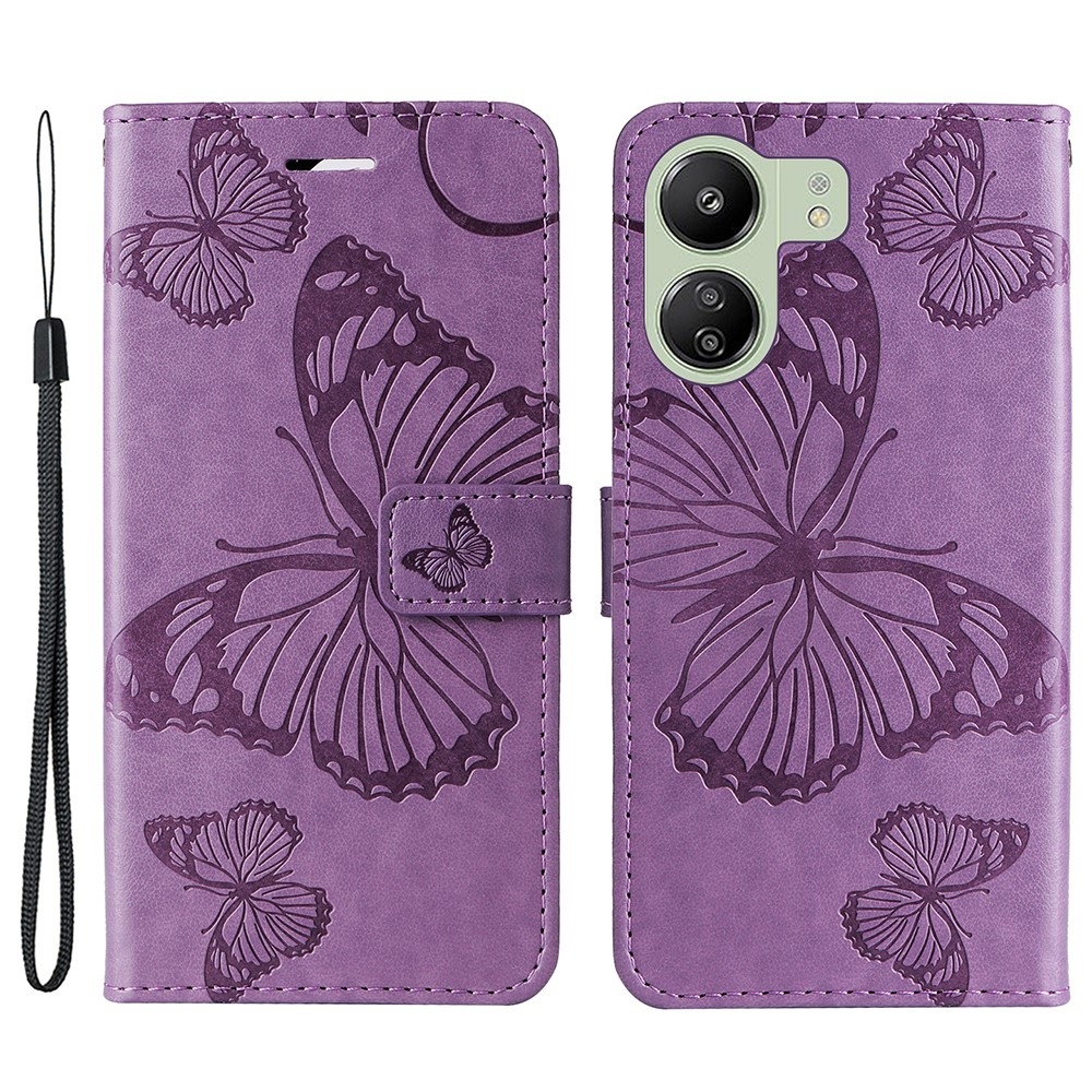 Big Butterfly knížkové pouzdro na Xiaomi Poco C65/Redmi 13C - fialové