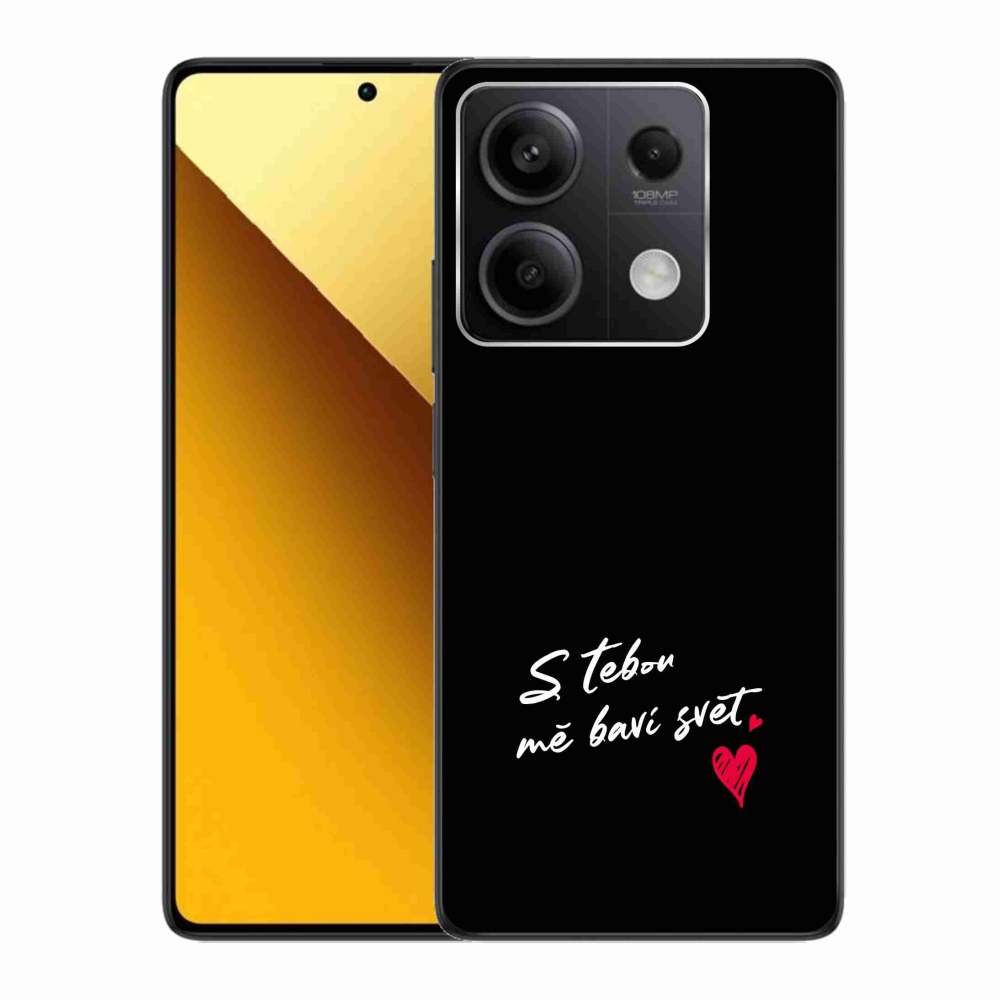 Gelový kryt mmCase na Xiaomi Redmi Note 13 5G - zamilovaný text 1 černé pozadí