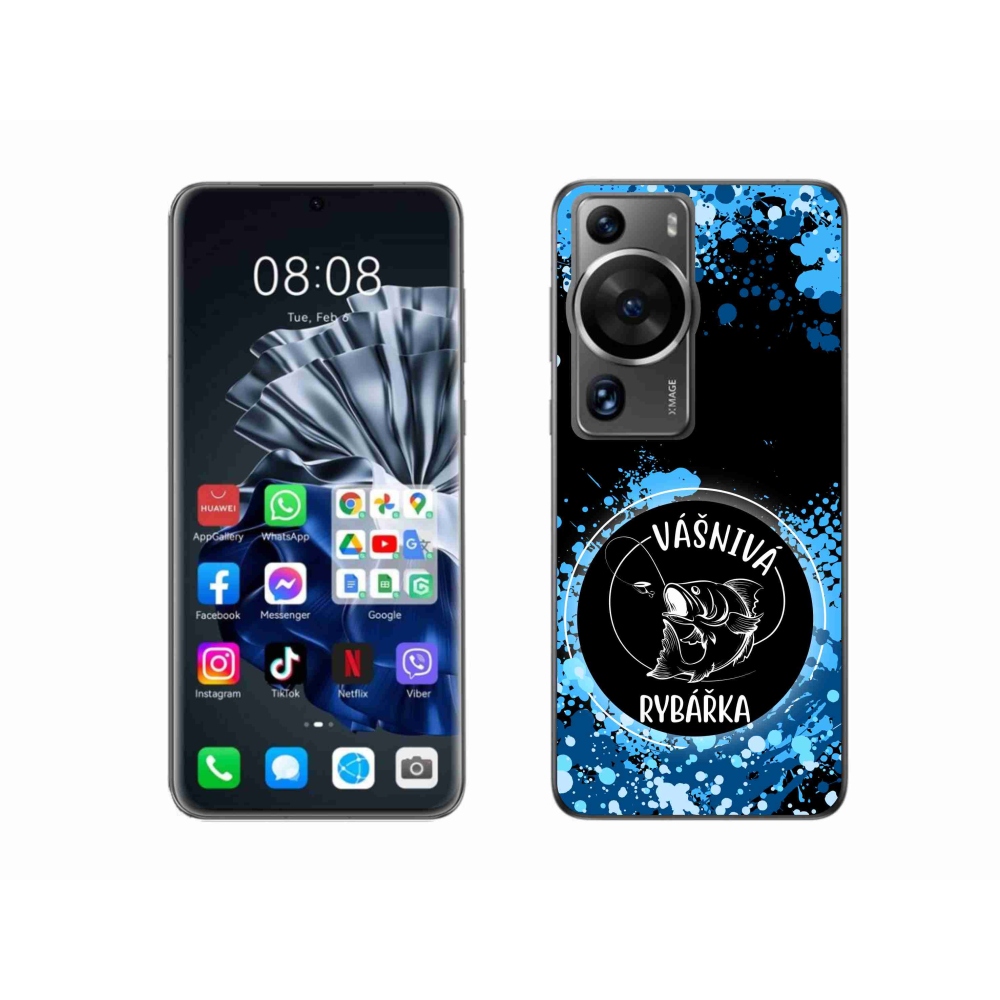 Gelový kryt mmCase na Huawei P60 Pro - vášnivá rybářka černé pozadí
