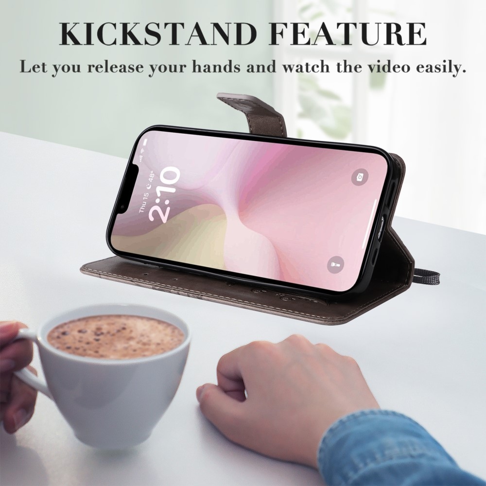 Big Butterfly knížkové pouzdro na iPhone 16e - šedé