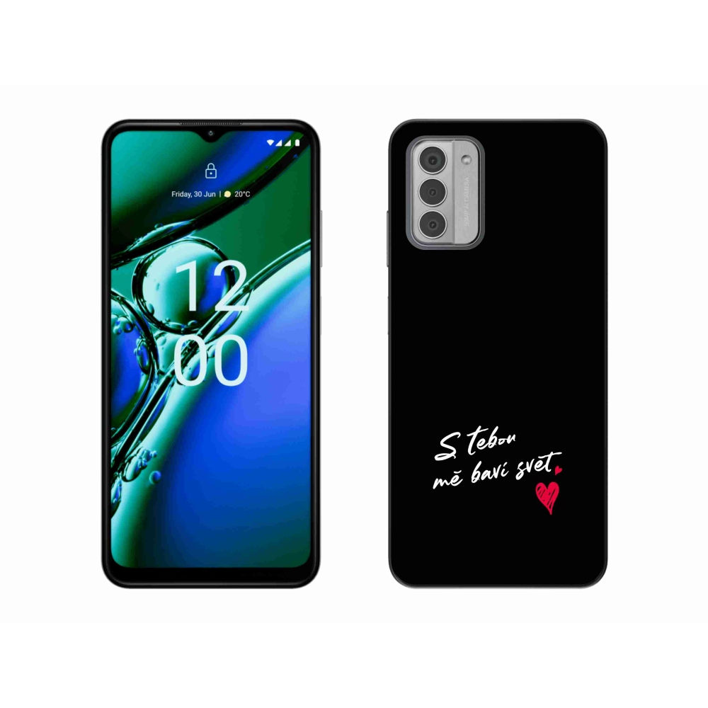 Gelový kryt mmCase na Nokia G42 - zamilovaný text 1 černé pozadí