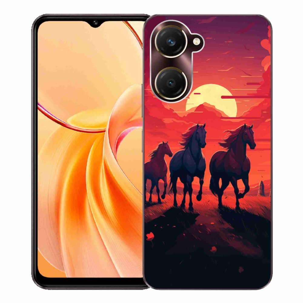 Gelový kryt mmCase na Vivo Y28s 5G - koně a západ slunce