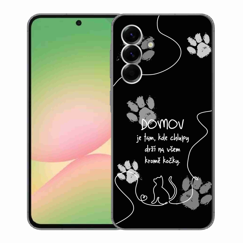Gelový kryt mmCase na Samsung Galaxy A56 5G - kočičí motiv černé pozadí