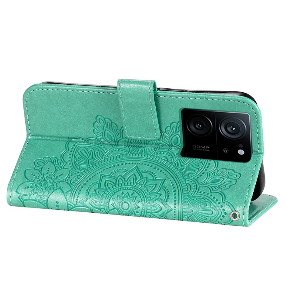 Mandala knížkové pouzdro na Xiaomi 13T/13T Pro - modrozelené