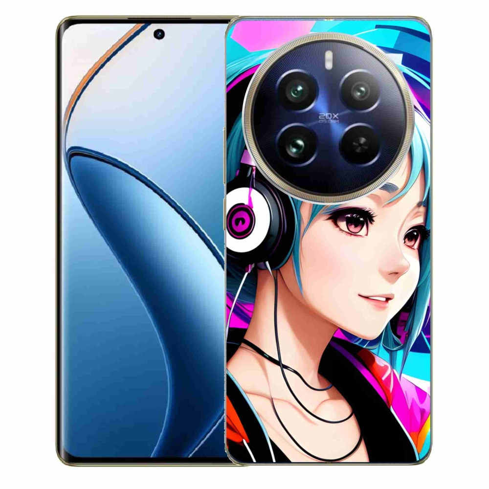 Gelový kryt mmCase na Realme 12 Pro 5G/12 Pro+ 5G - dívka se sluchátky