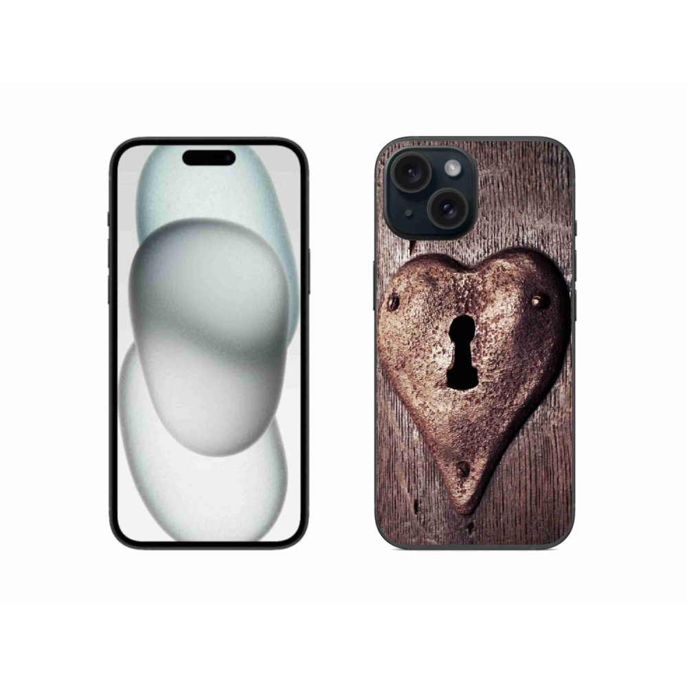 Gelový kryt mmCase na iPhone 15 - zámek ve tvaru srdce