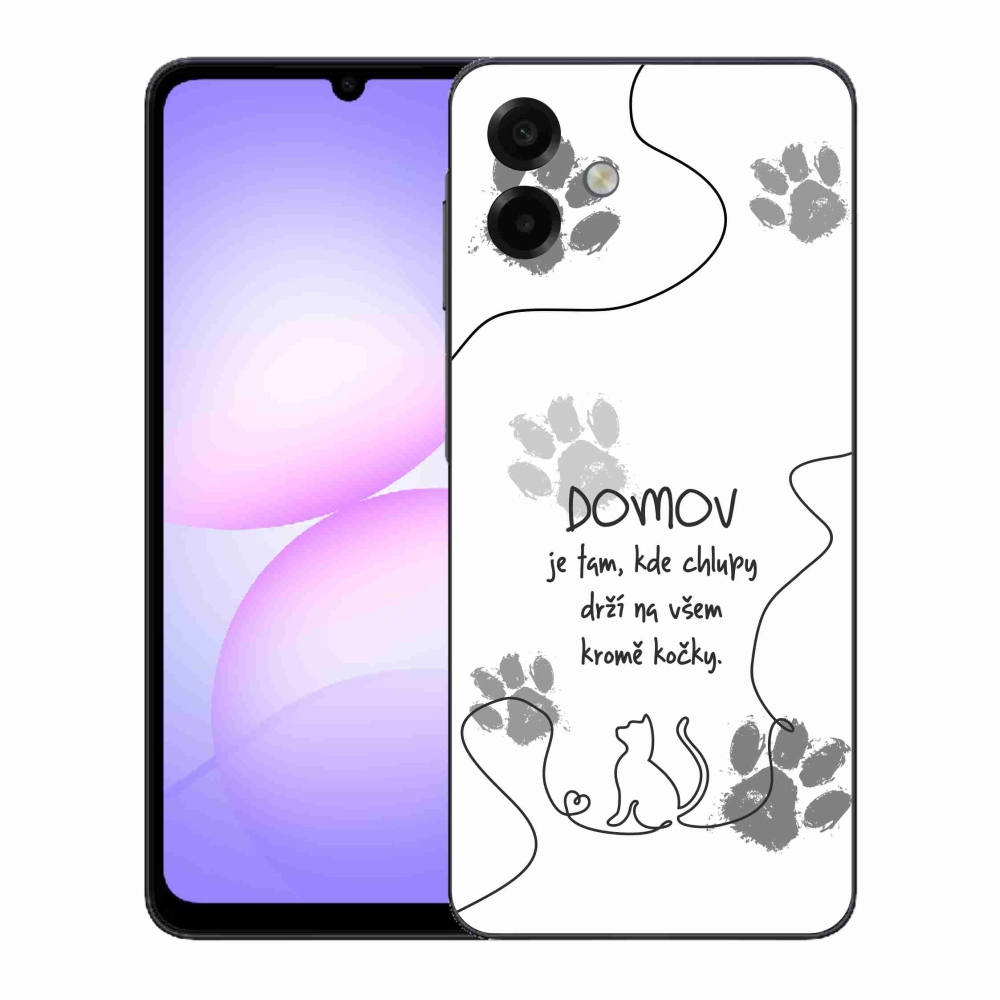 Gelový kryt mmCase na Samsung Galaxy A07 4G - kočičí motiv bílé pozadí
