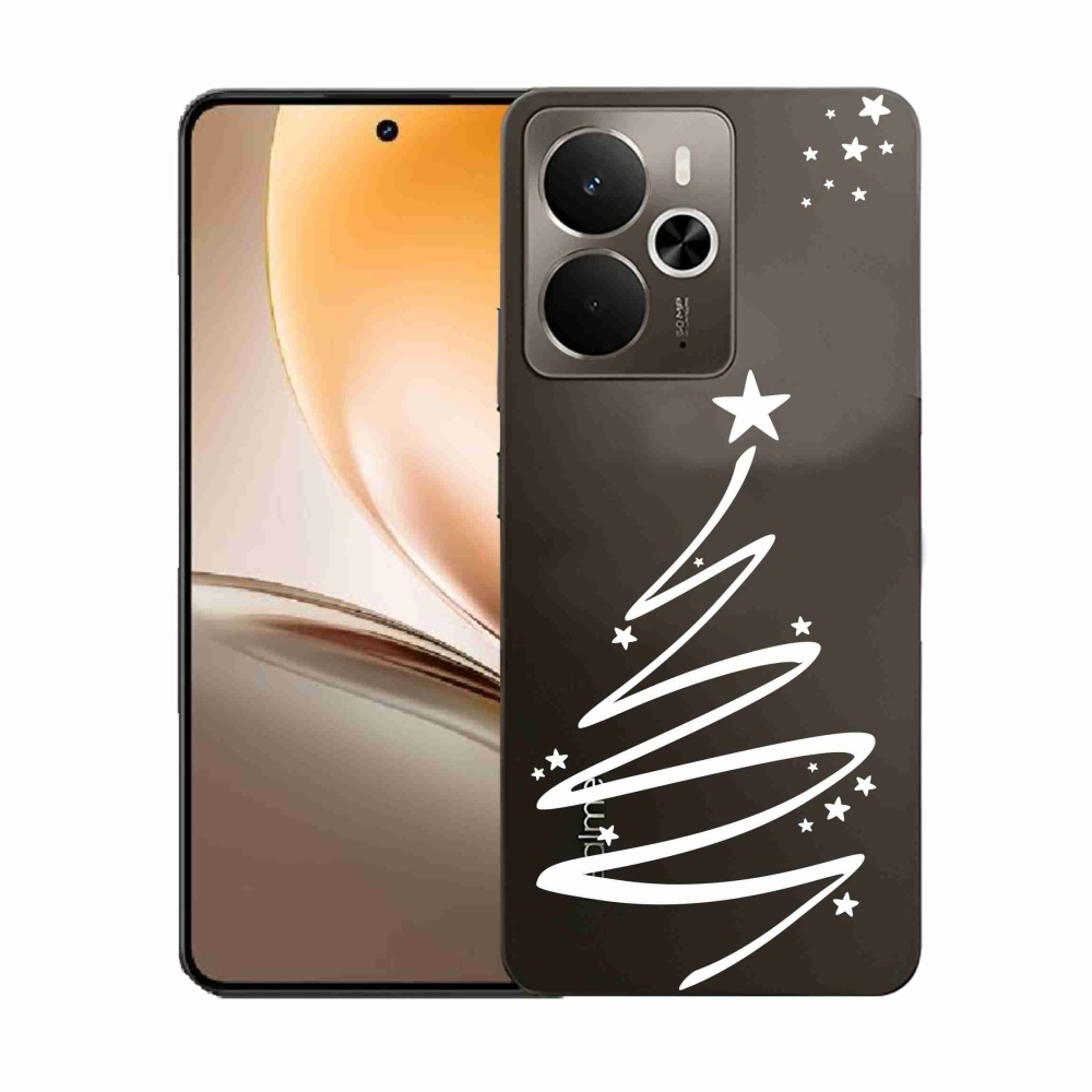 Gelový kryt mmCase na Realme 14 5G - bílý stromeček na průhledném pozadí