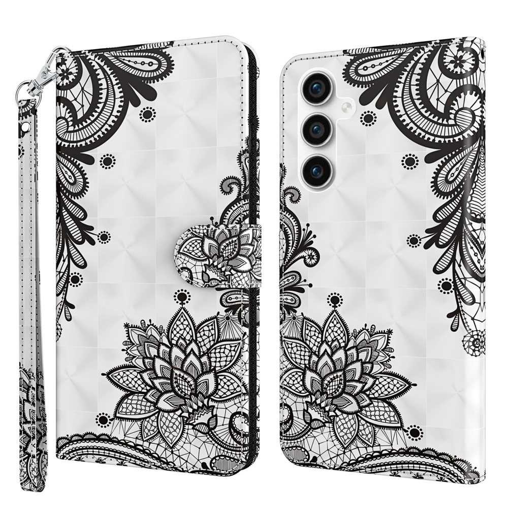 Print knížkové pouzdro na Samsung Galaxy S23 FE - krajkový květ