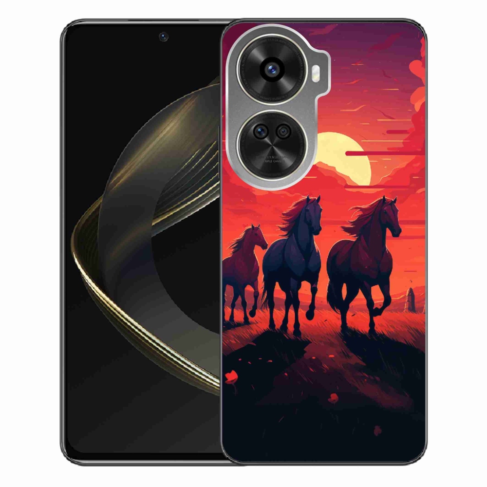 Gelový kryt mmCase na Huawei Nova 12 SE - koně a západ slunce