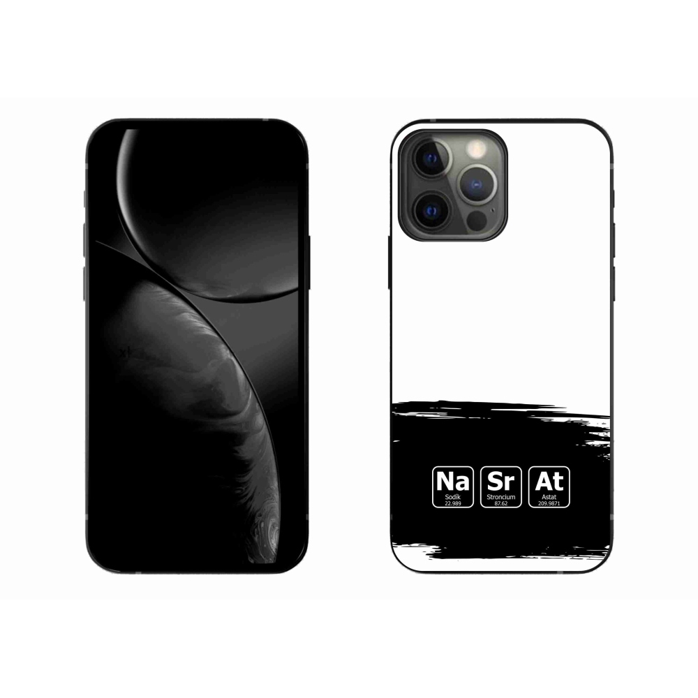 Gelový kryt mmCase na iPhone 13 Pro Max 6.7 - chemické prvky černobílé pozadí
