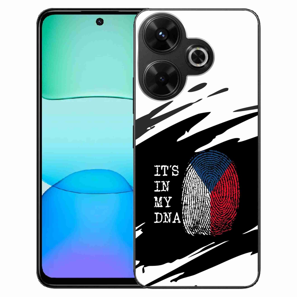 Gelový kryt mmCase na Xiaomi Redmi 13 4G/Poco M6 4G  - vlajka otisk prstu černobílé pozadí