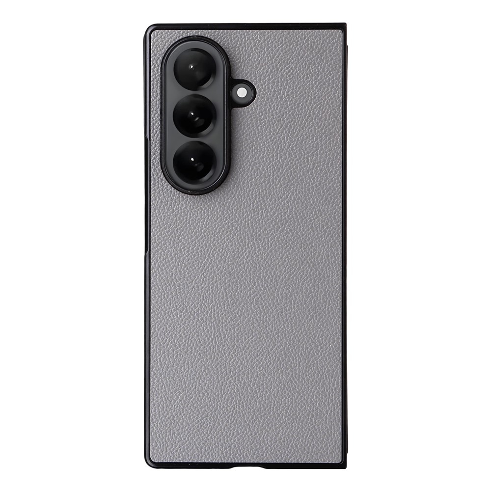 Leather plastový obal potažený umělou kůží na Samsung Galaxy Z Fold7 5G - šedý