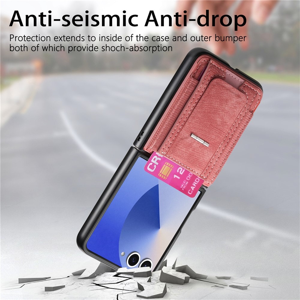 Luxurious plastový kryt s umělou kůží na Samsung Galaxy Z Flip7 5G - růžový
